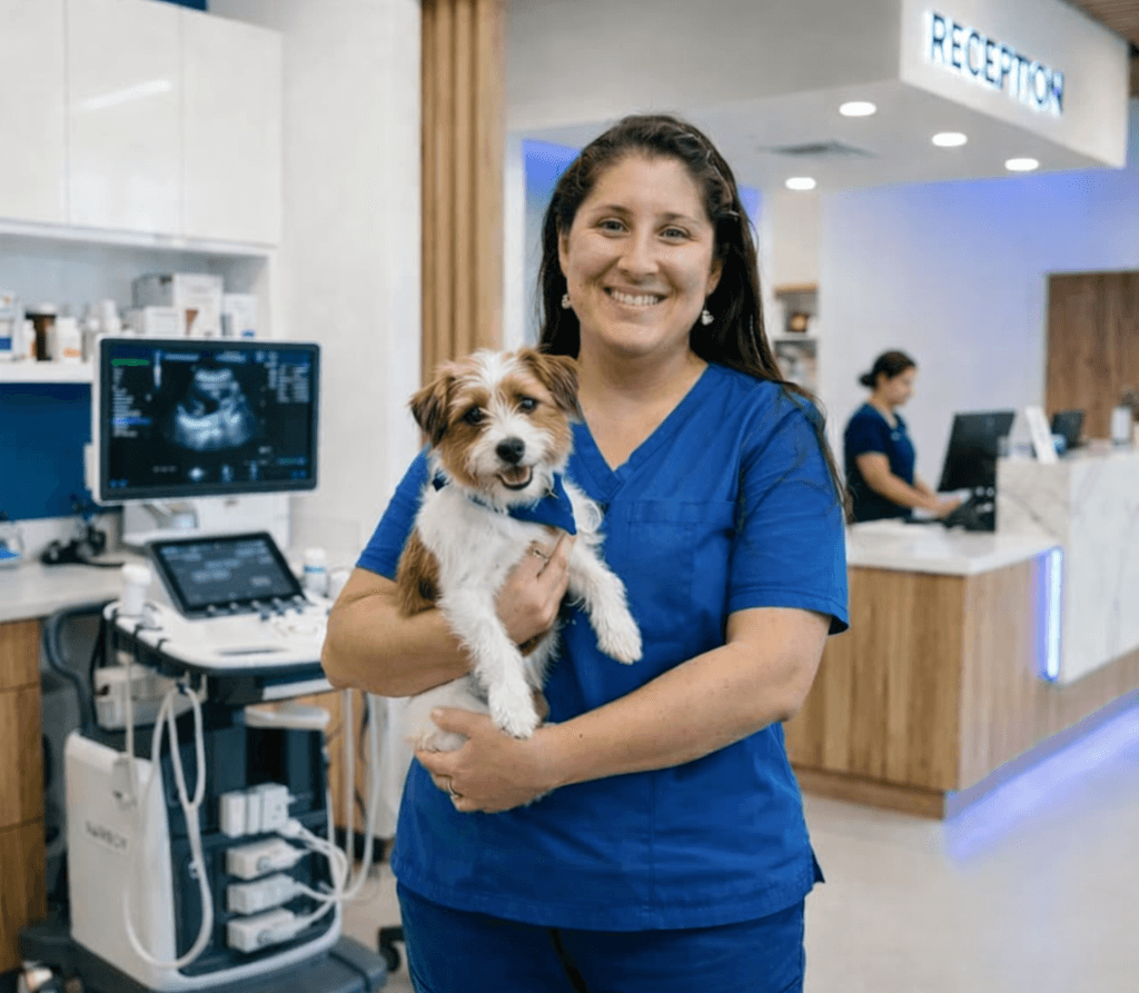 Veterinaria trabajando
